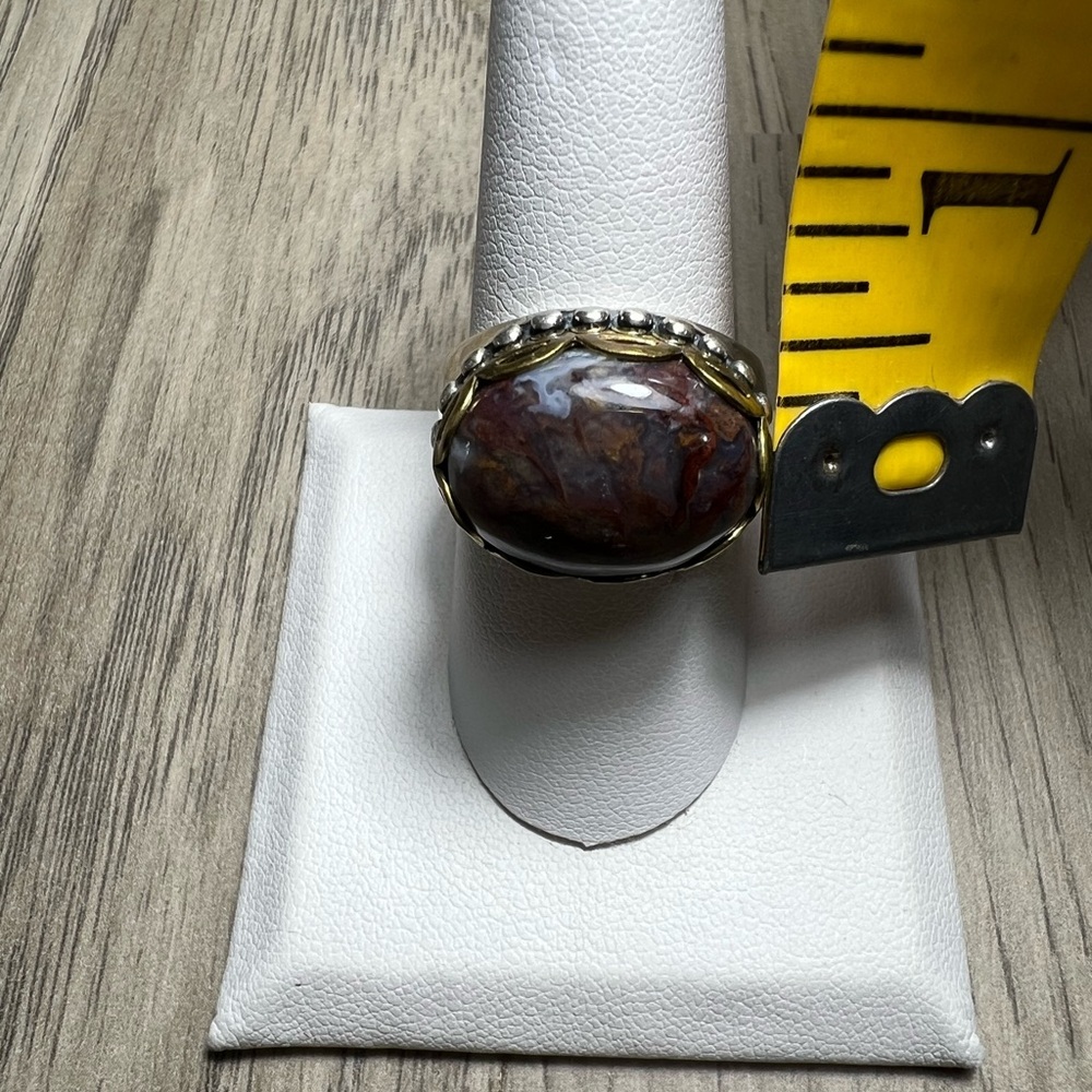 Carolyn Pollack Relios Sterling Silver Pietersite Brass Ring Size 9 - Picture 4 of 8